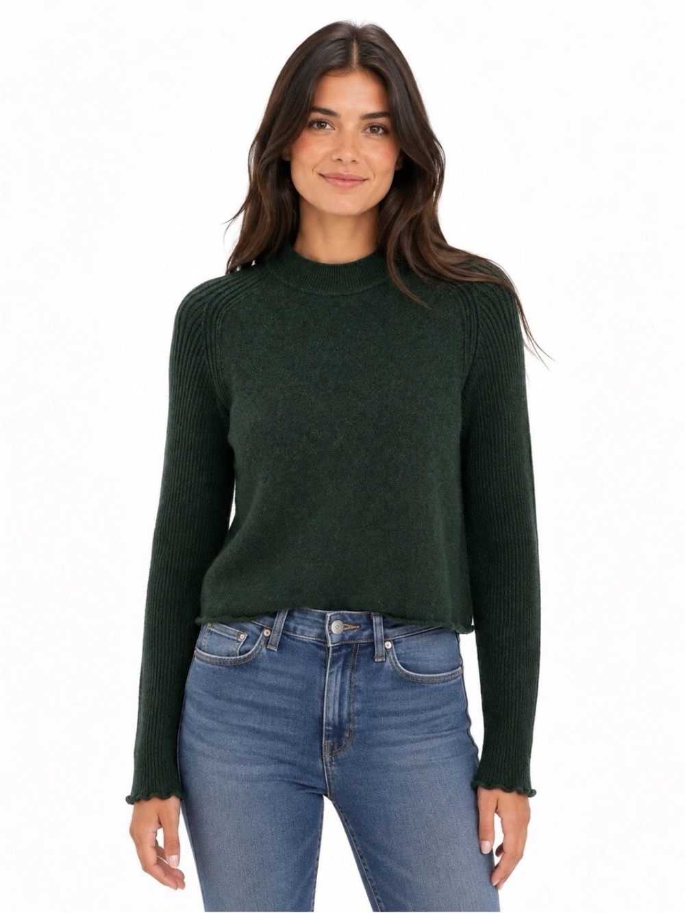 Maeve The Cashmere Collection Green 100% Cashmere Long Sleeve Sweater Size XXS